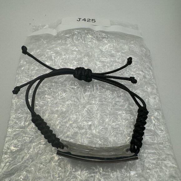 W.W.J.D. Adjustable Black Cord Bracelet With Silver-Tone Bar - Picture 5 of 5